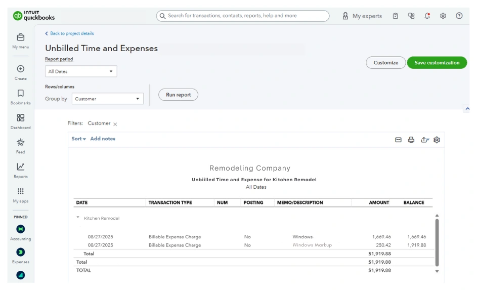 unbilled time and expenses report